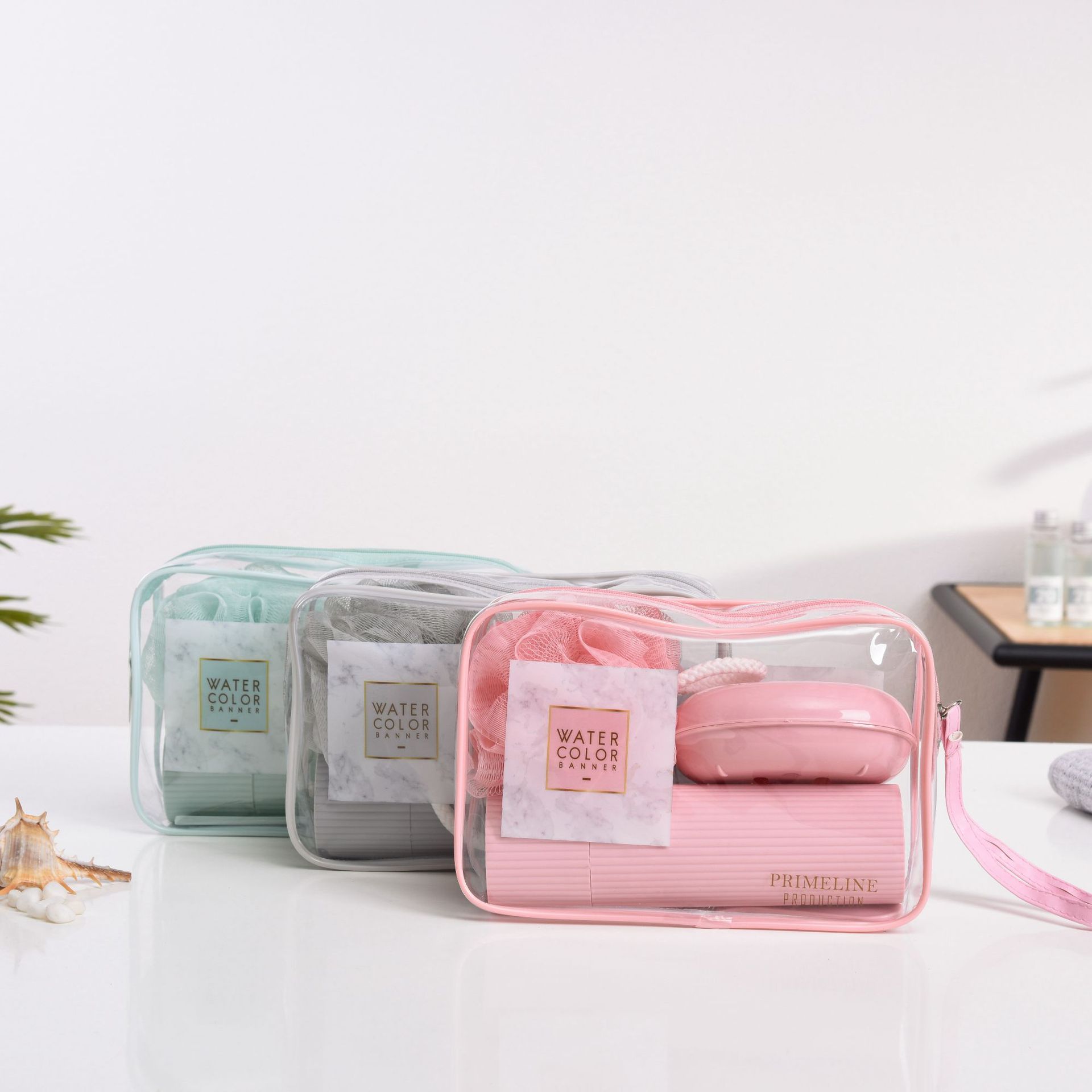 Youmu Transparent PVC Waterproof Wash Bag Belt Travel Wash Set Travel Bag Bath Bag