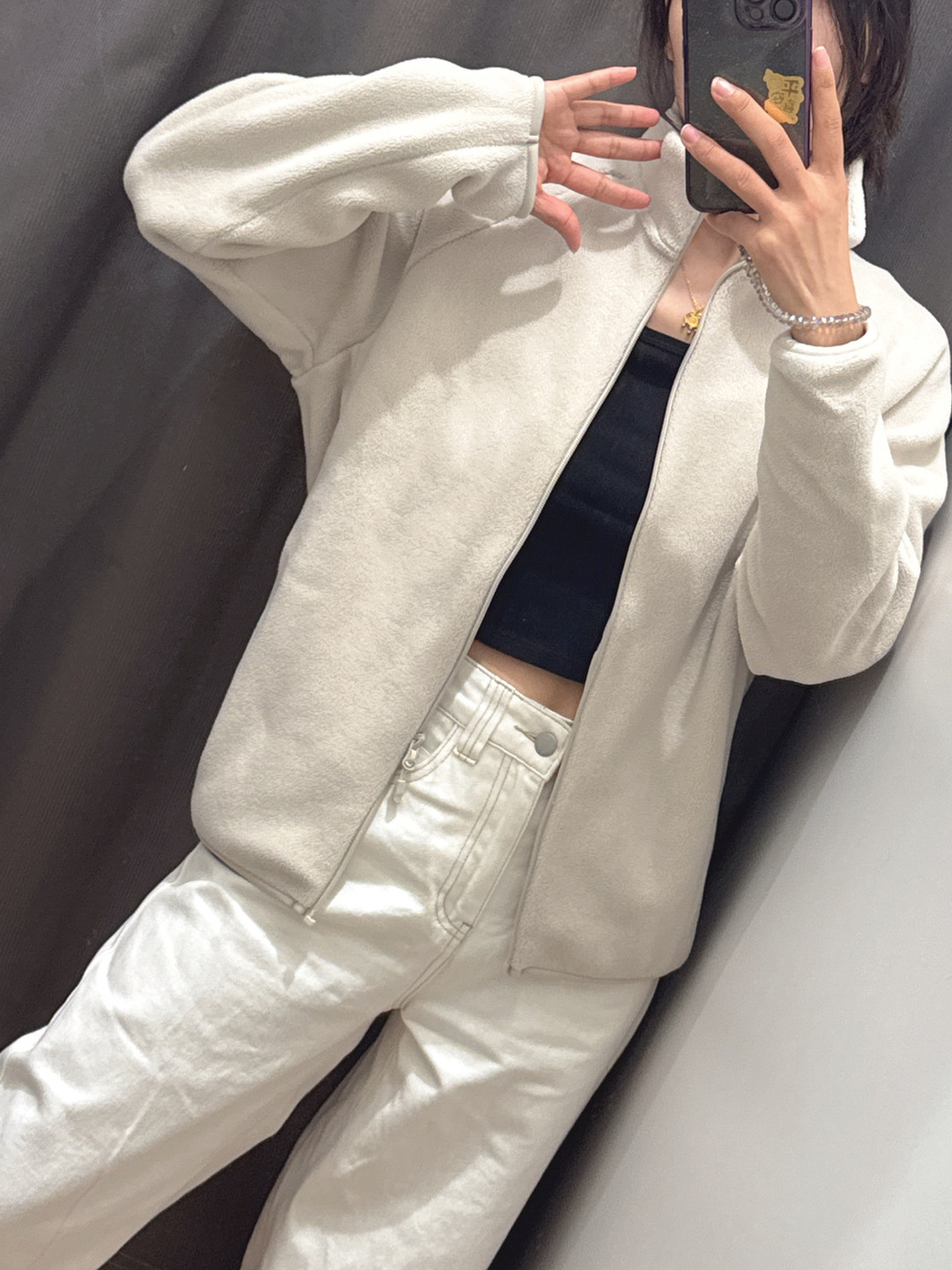 URAZ男女装25秋冬新款摇粒绒拉链茄克休闲长袖保暖夹克外套479792