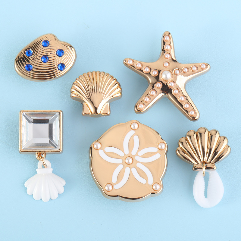 Crocs Accessories Girls Cloud Puff Whale Metal Shell Rainbow Shoes Flower DIY Shiny Gemstone Shoe Buckle