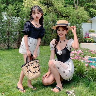 Parent-Child Dress Mother-Daughter Parent-Child Dress Foreign-style Princess Fairy dress Seaside Holiday Beach Dress Sun Protection Hot Spring Swimwear