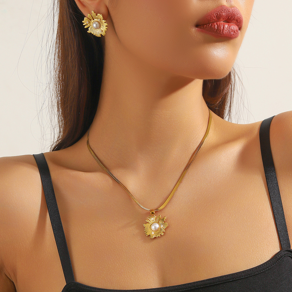 10g Weight Jewelry Set Classification snake chain Chain Type Earrings + Necklace Quantity Holiday, Daily Occasion 304 Stainless Steel Material Geometric, Heart Shape Pattern All Seasons Season Women's Gender Plating Design Vintage Style, Simple Style Style Wholesale Jewelry Vintage Style Simple Style Geometric Heart Shape 304 Stainless Steel Plating Jewelry Set Snake Chain 9