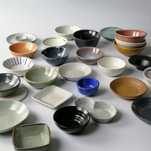 Household Japanese-style Sauce Dish Bowl Round Small Dish Tea Saucer Cup and Saucer Egg Rack Ceramic Seasoning Small Bowl Dip Dish Flavor Dish