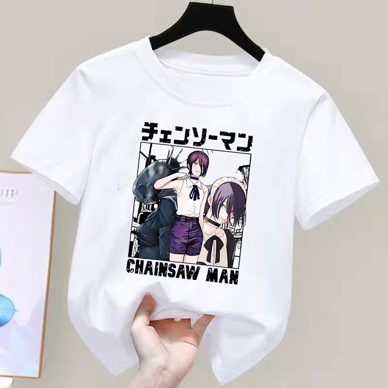 Cross-Border Hot-Selling Japanese Anime Chainsaw Man Printed T-Shirt Casual Loose Short-Sleeved European Size Modal Top 1102