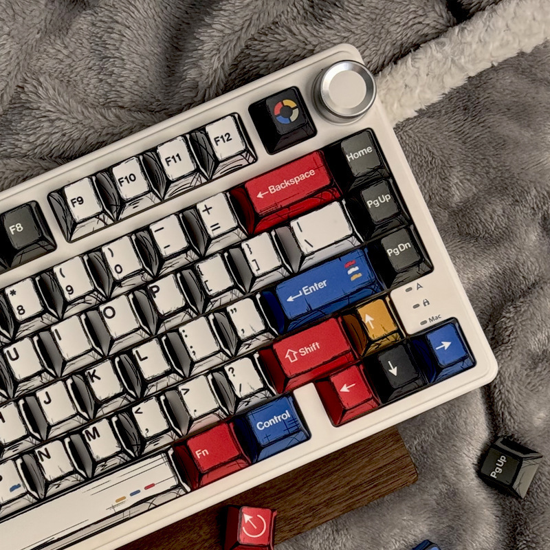 Comic-Style Mixed Light Keycaps, Original Height, 136-Key Full Set, Classic Minimalist Style Mechanical Keyboard Keycaps Comic-Style Mixed Light Keycaps, Original Height, 136-Key Full Set, Classic Minimalist Style Mechanical Keyboard Keycaps