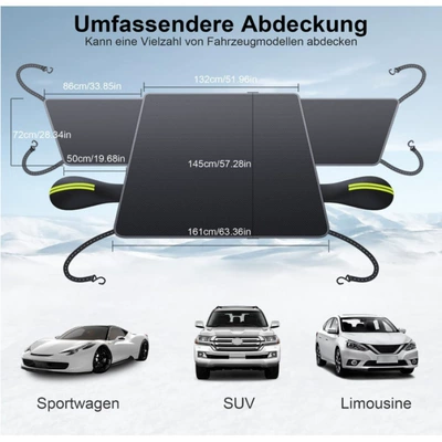 Car snow shield, Car Snow Shield with - 304145cm-oxford-cloth-green-reflective-strips-6-straps