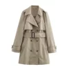 10782 Khaki double-breasted trench coat