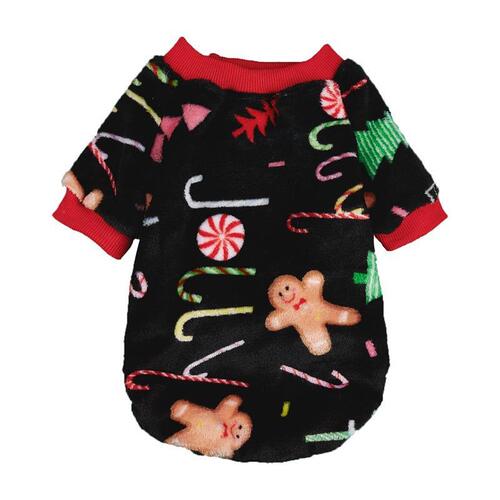 Holiday Christmas Snowman Snow Pattern Print Fleece Warmth Keeping Dog Hooded Two-Paw Fleece Suit Decor