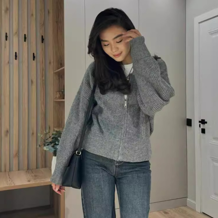 2024 otoño nuevo estilo europeo y americano Amazon ropa de mujer transfronteriza estilo relajado coreano delgado cardigán chaqueta de punto image 1