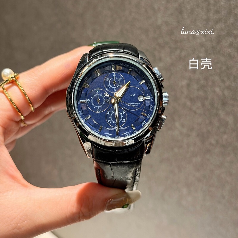 New model Tianjia simple business quartz men's watch with six-hand chronograph, calendar, large dial, leather strap, wholesale New model Tianjia simple business quartz men's watch with six-hand chronograph, calendar, large dial, leather strap, wholesale