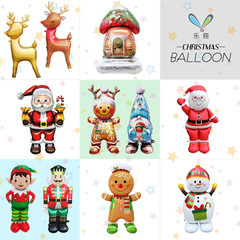 MECRLA 新款站立大号圣诞节铝膜气球 CHRISTMAS蘑菇屋胡桃兵雪人