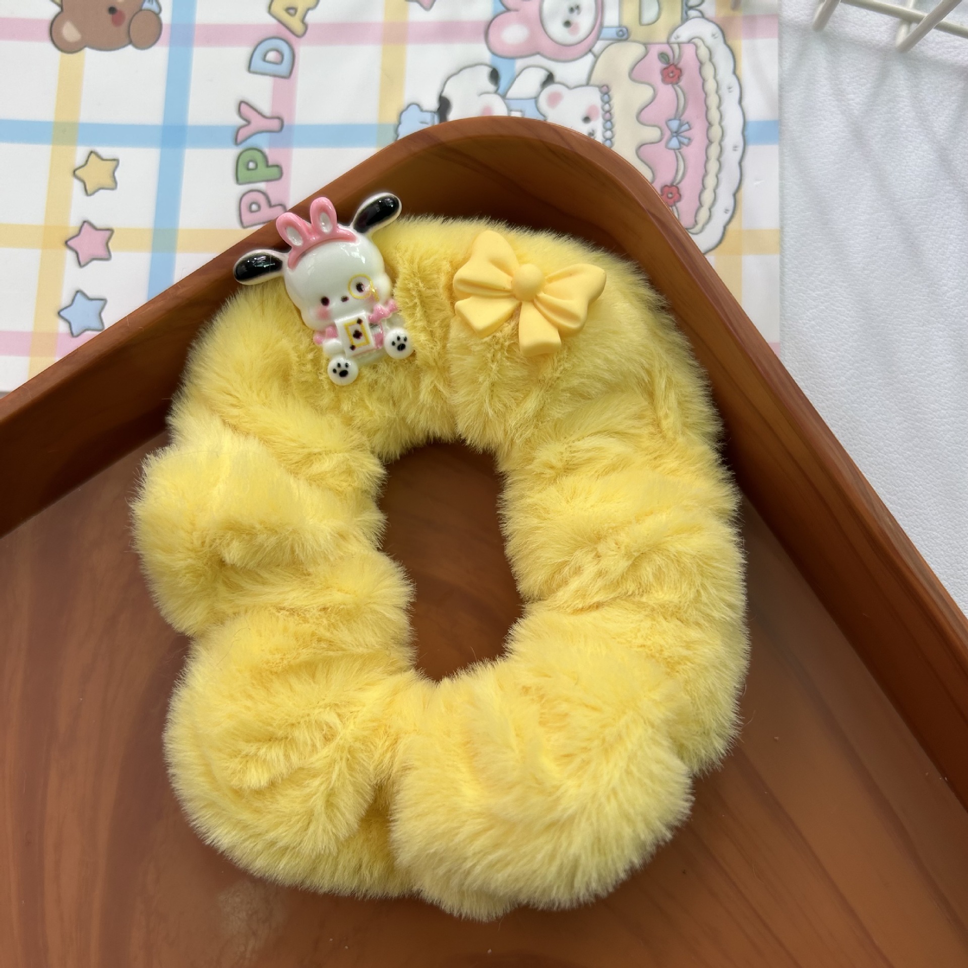 Otoño y invierno lindos anillos de peluche de intestino colomi niños anillo de cabello dulce cuerda de cabeza arco de cabello banda de piel