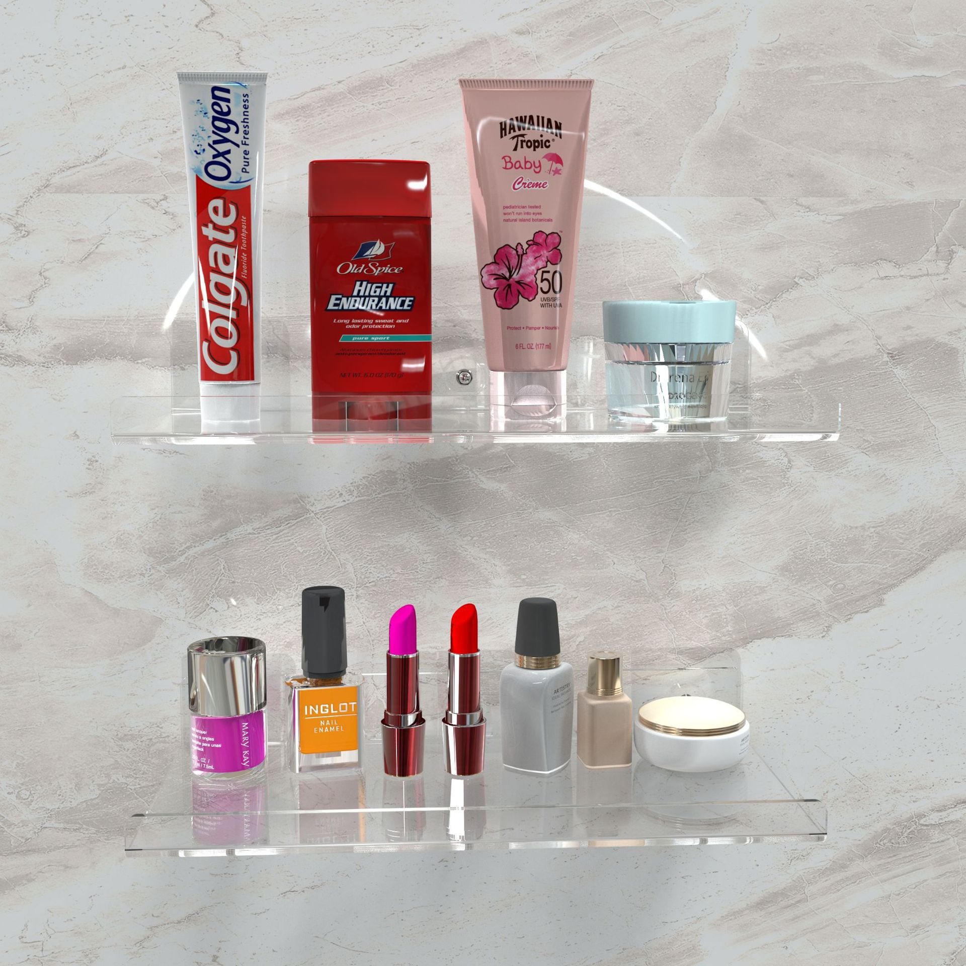 亚克力置物架厨房壁挂免打孔隔板陈列架有机玻璃浴室收纳台