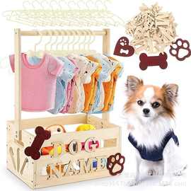 木质宠物玩具收纳箱猫咪狗狗衣服收纳架公仔毛绒玩具整理架挂衣架
