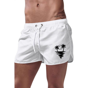 Summer Sports Shorts European and American Cross-Border Fashion Printed Beach Pants Casual Men's Shorts Coconut Tree