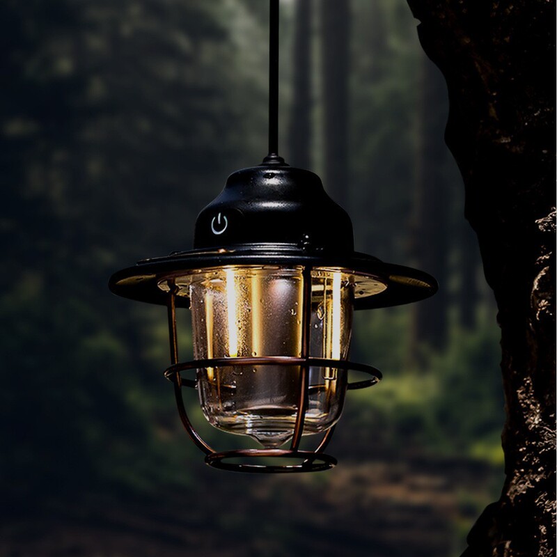 Outdoor Camping Lamp Rechargeable Retro Waterproof Chandelier Portable Atmosphere Lighting Lamp Ultra-Long Battery Life Tent Lamp