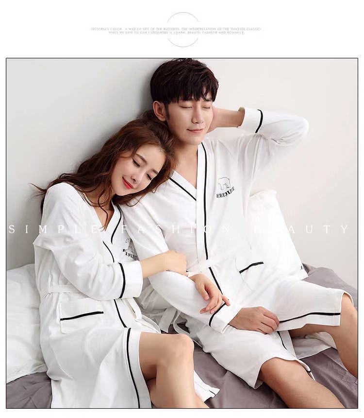 Pareja Albornoz Primavera y otoño de las mujeres de manga larga 100% algodón delgado más tamaño pijamas camisón de los hombres Albornoz de las mujeres