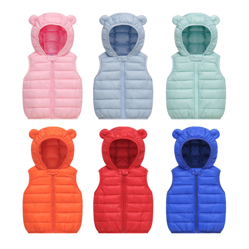 Baby chaleco de pluma de algodón otoño y invierno niñas hombro ligero chaleco de bebé delgado clip chaqueta de niño chaqueta de aire extranjero