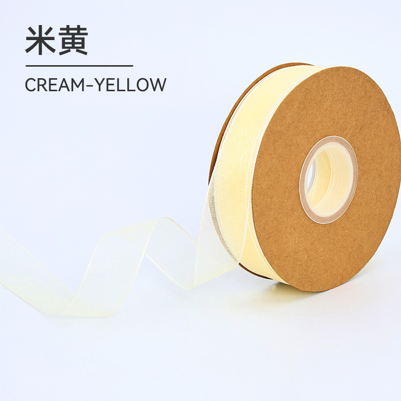 Suministro directo de fábrica Cinta de hilo de nieve de 2,5 cm Envases de flores Ramo de cinta Pastel de cinta Cinta de gasa Caja de pastel Cinta