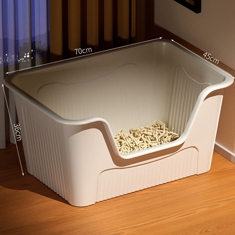 빅맥丨대형 고양이 멀티캣丨고양이 배변 상자 70cm-크림 + 고양이 배변 국자