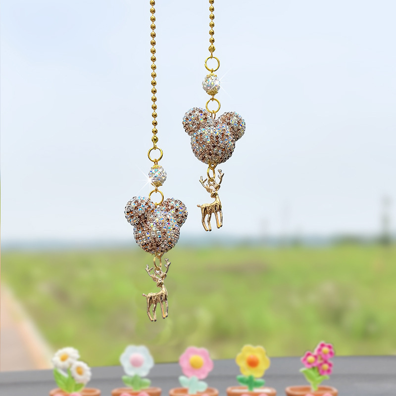 컬러 샴페인-더블 만화 머리 펜던트 사슴