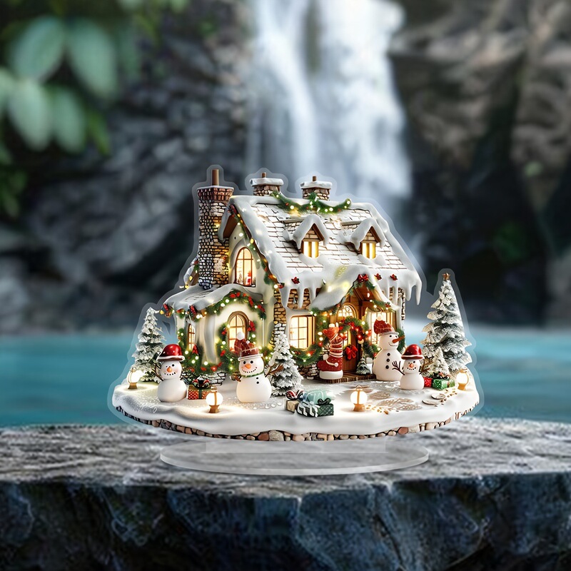 国境を越えた熱品冬の仙境アクリル家は雪だるまとクリスマスツリーのボヘミアン風のデスクトップ展を持っている|undefined