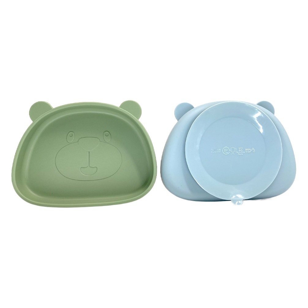 Bebé y bebé suministros Placa de silicona integrada vajilla para niños dibujos animados Panda suplemento alimenticio infantil tazón tenedor cuchara traje