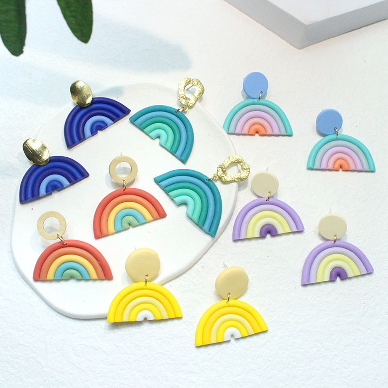 1 Pair Sweet Rainbow Soft Clay Women's Drop Earrings display picture 6