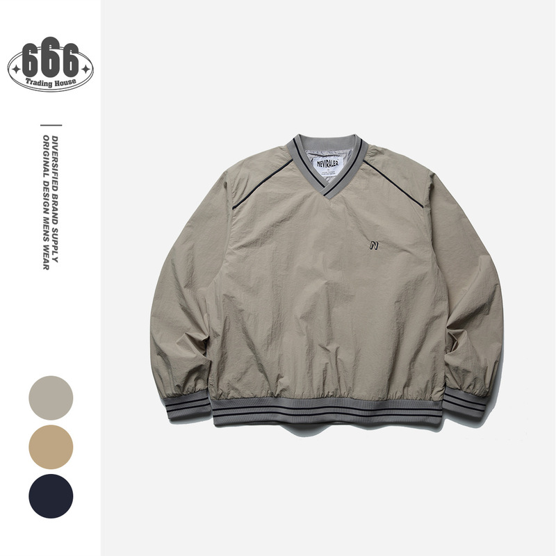 NEVIRALER American Style Retro Campus Style Casual Baseball Suit Jacket Loose V-Neck Sweatshirt Men's Top NRA57 NEVIRALER American Style Retro Campus Style Casual Baseball Suit Jacket Loose V-Neck Sweatshirt Men's Top NRA57