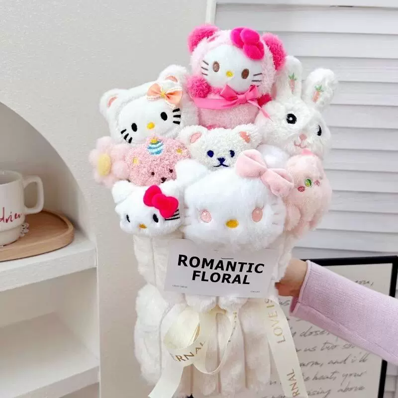 Hello Kitty, милая кукла ко дню Святого Валентина для друга, букет, подарок на день рождения, оптом