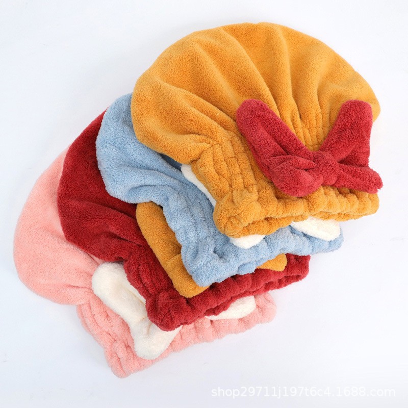 Gorro de secado del cabello súper absorbente de secado rápido japonés lindo arco princesa gorro de ducha terciopelo coral piña Plaid absorbente al por mayor image 6