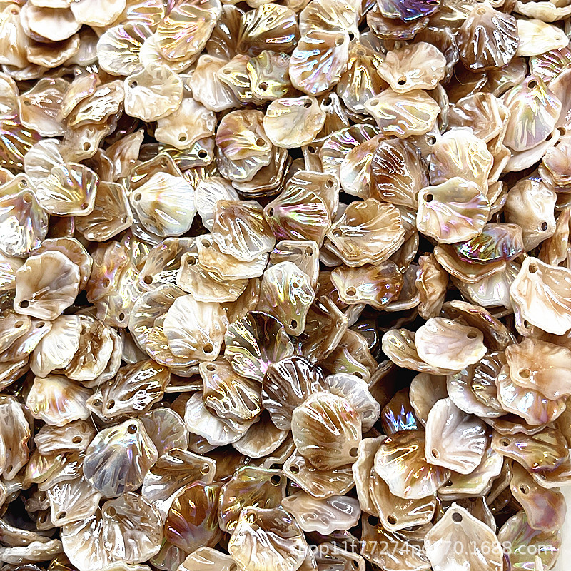 Hojas de col acrílico agujero colorido conchas chapadas camellia petal material de perlas dispersas accesorios de joyería DIY