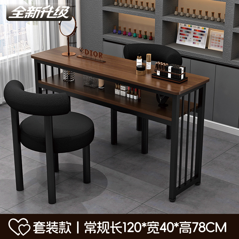 レトロスタイルのマニキュアテーブルと椅子セット、シンプルでファッショナブルなシングルとダブルのマニキュアテーブル、日本製の特別価格の経済的なマニキュアショップテーブル|undefined