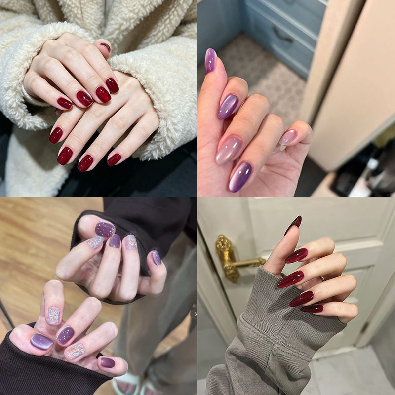 New hot-selling nail art ins Japanese and Korean style simple cherry cat-eye design combination press-on nail tips wholesale New hot-selling nail art ins Japanese and Korean style simple cherry cat-eye design combination press-on nail tips wholesale
