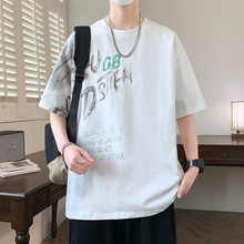 夏季纯棉青少年短袖t恤男2026新款高中初中学生帅气大童潮牌衣服