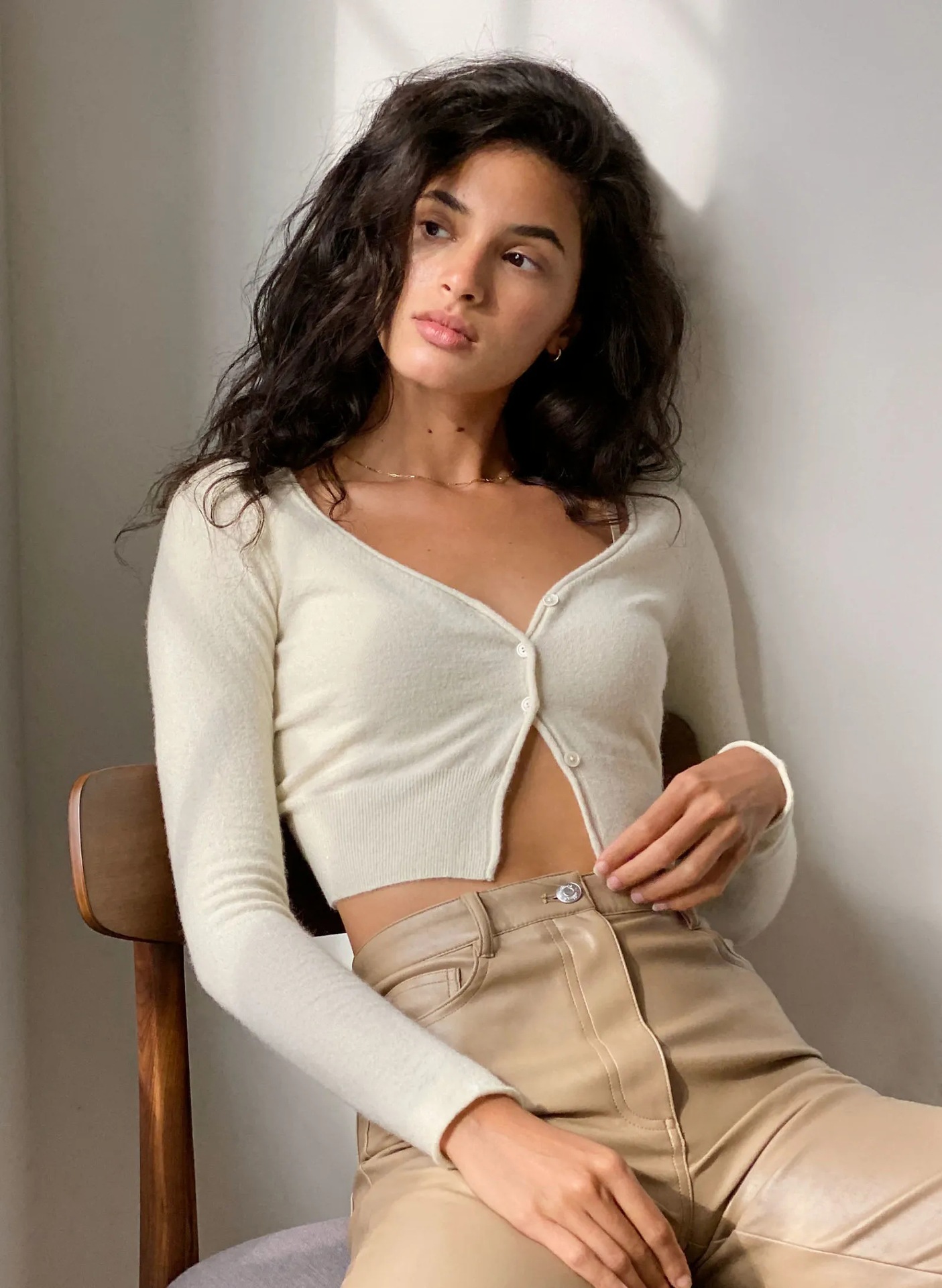 Solid color knitted cardigan NSAC24906