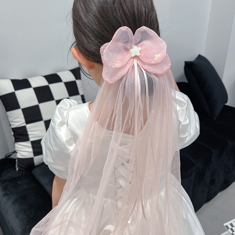 Mignon Princesse Style Petite Fille Arc Maille Ruban pingle  Cheveuxpicture1