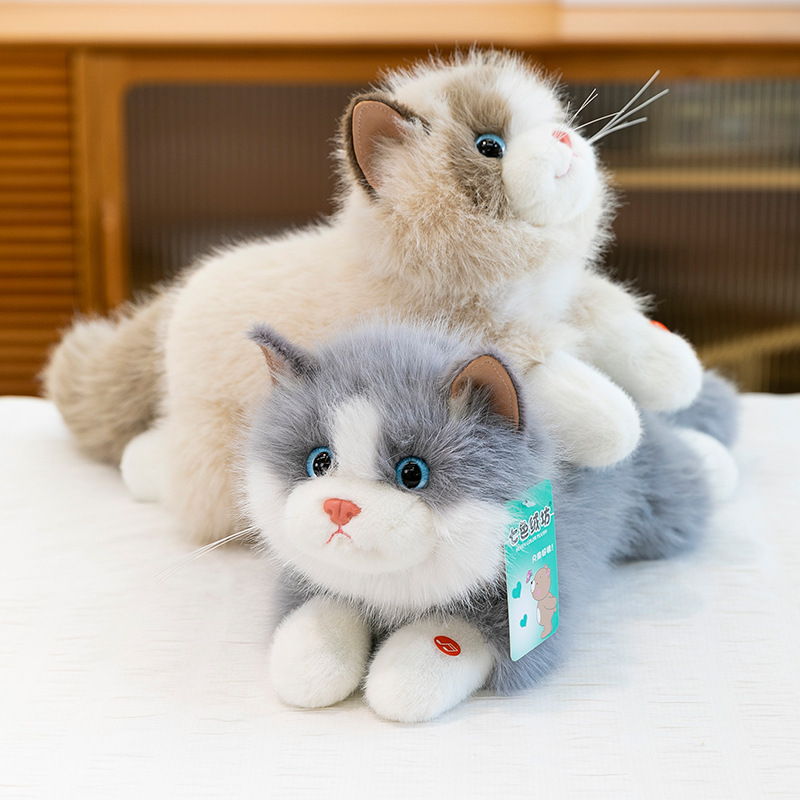 可爱仿真猫咪会叫毛绒玩具玩偶布娃娃公仔儿童小猫趴趴猫发声抱枕