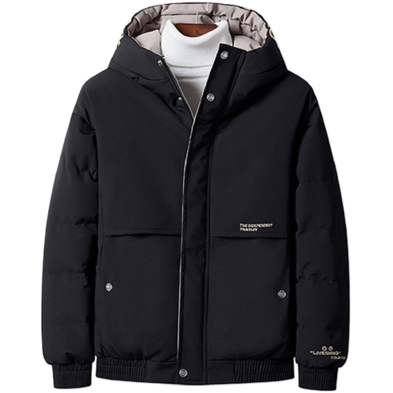 Abrigo de algodón acolchado abrigo de invierno de los hombres de estilo coreano de moda abajo abrigo de algodón acolchado de los hombres cortos forrados de lana engrosada abrigo de invierno de mapache de algodón cálido