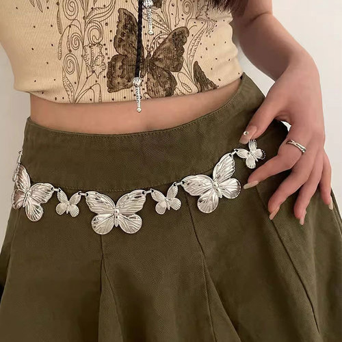 Sweet and Cool Style Butterfly Decoration Waist Chain for Women - New Summer JK Uniform Accessory - Versatile Belt - Korean Version - Simple Ins Style