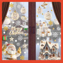 ✅2025新款亚马逊玻璃3D立体玻璃贴橱窗冰箱圣诞节节日PVC窗贴纸