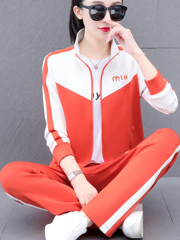 三件套运动套装女2025新款春秋跑步健身中年妈妈装卫衣外套休闲服|undefined