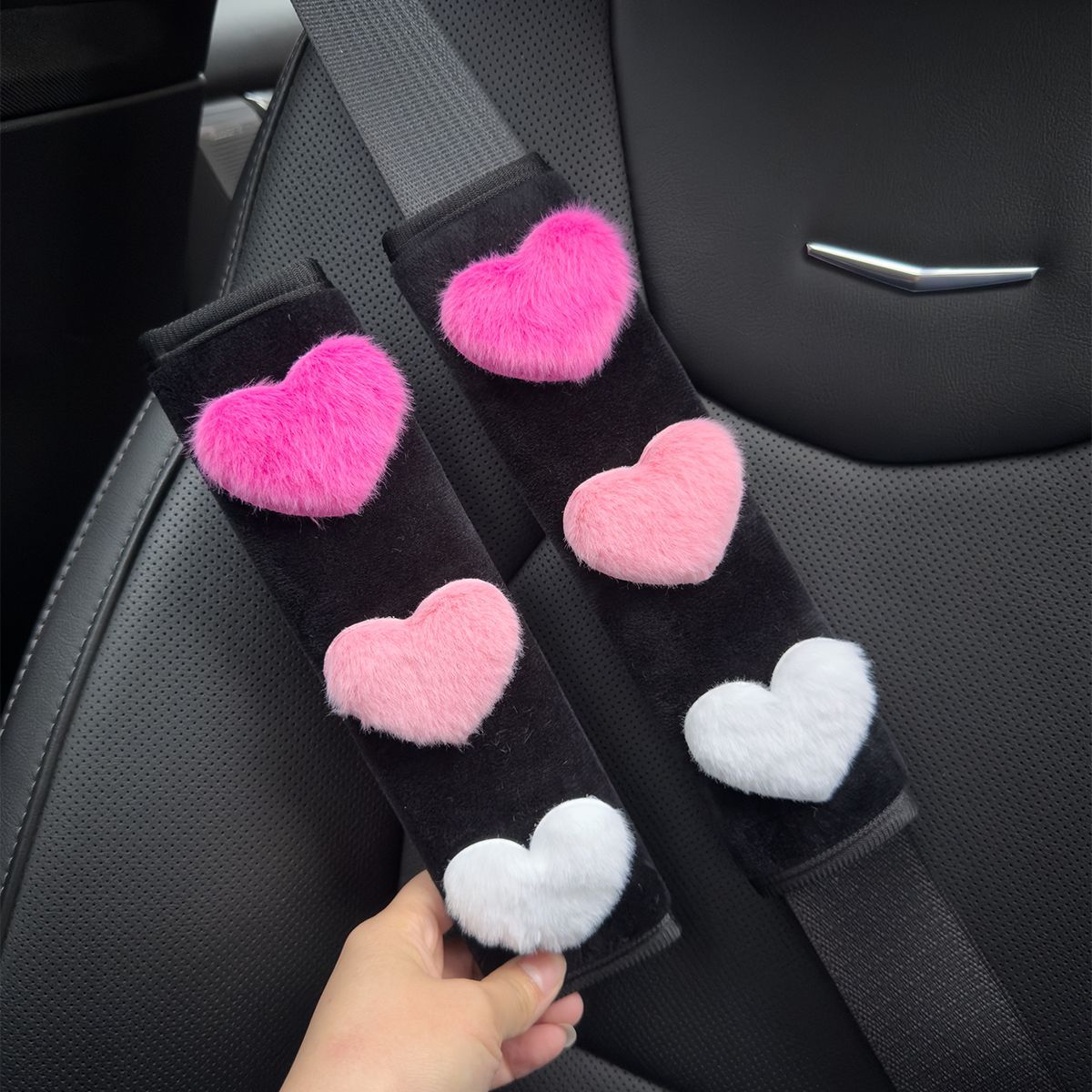 Car Interior Short Plush Seatbelt Shoulder Pad Plush Heart Decoration