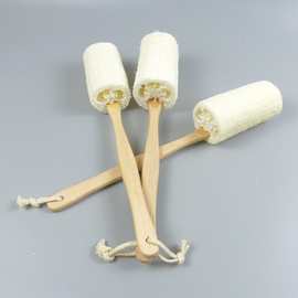 新款木柄擦背浴刷批发丝瓜络擦背刷bath spong长柄洗澡刷批发