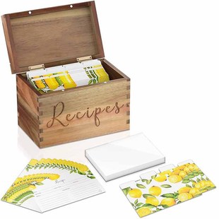 Retro Wooden Storage Box Kitchen Countertop Cooking Recipe Card Holder Storage Wooden Box Family Recipe Card Storage Box