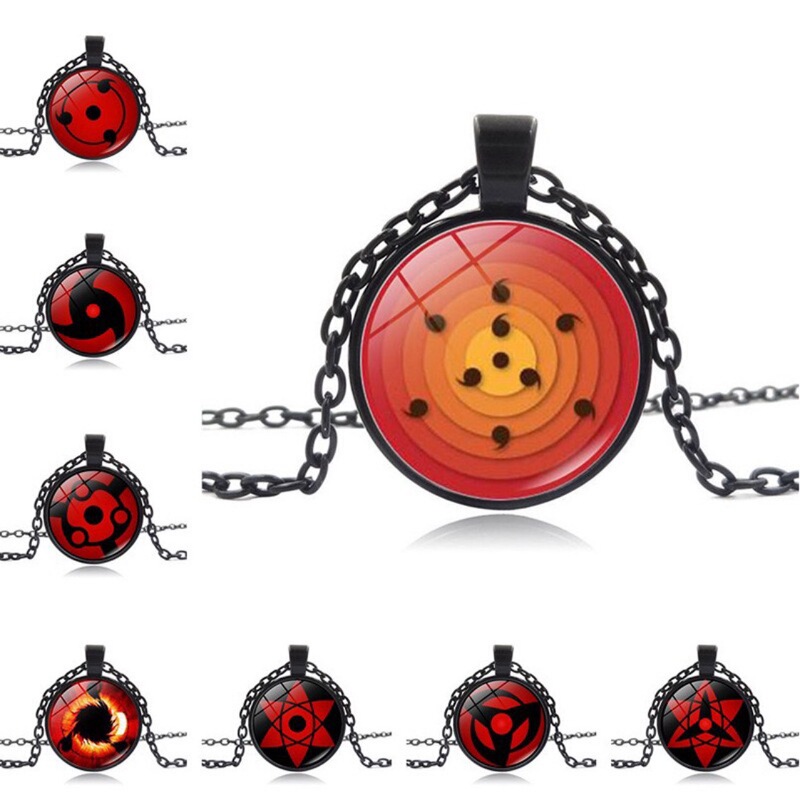 Naruto Necklace for Men and Women, Versatile Anime Sharingan Crystal Glass Ball Pendant Sweater Chain Jewelry Wholesale