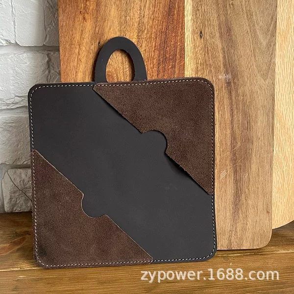 Creative Square Leather Heat-Resistant Pot Holder with Double-Layer Pockets or Handle Cover, Best Friend Housewarming Gift