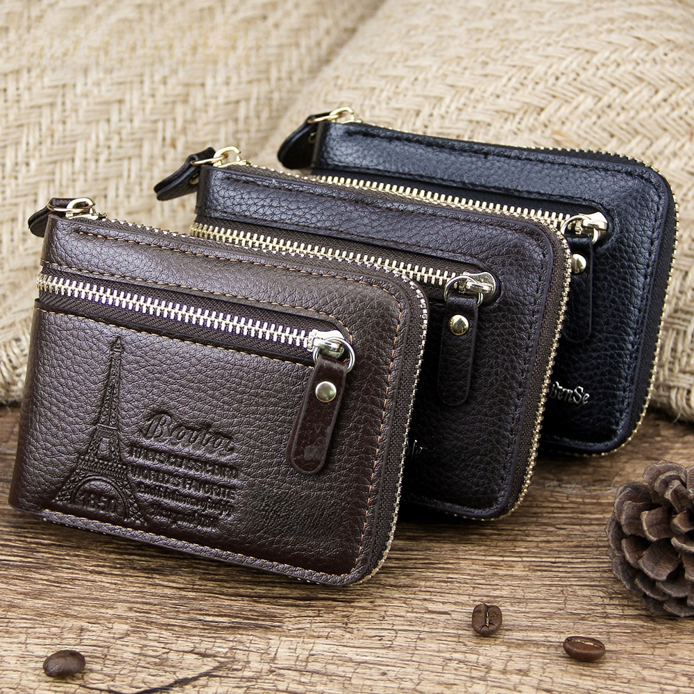 New Men's Wallet Short Casual Fashion Zipper Two-fold Retro PU Zero Wallet One Piece Dropshipping