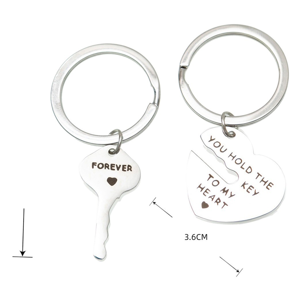 Regalos de San Valentín transfronterizos llaves de corazón You Hold The Heart Key Couple Keychain de acero inoxidable