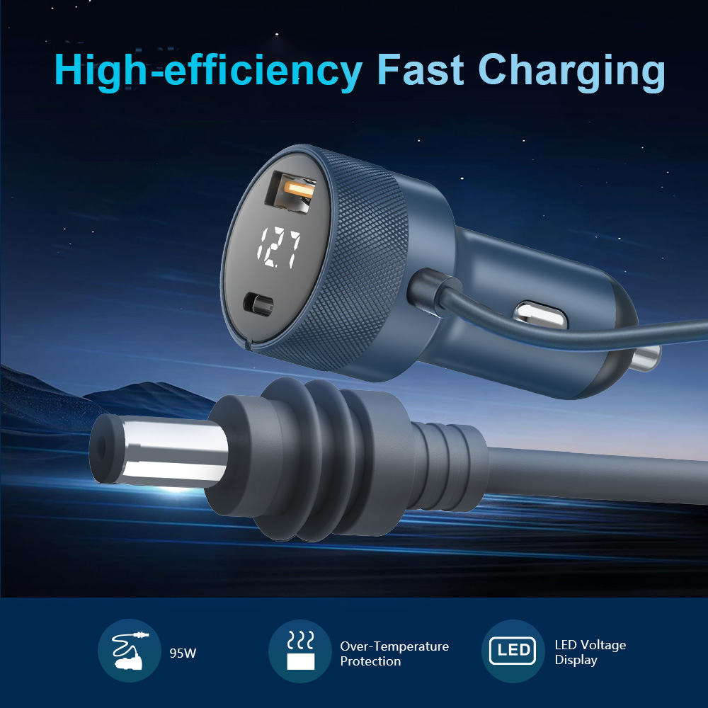 Digital Display Charger Pd Fast Charging-Dc Car Charging Cable Bw-12-F783 Car Cigarette Lighter Adapter 12V-24V