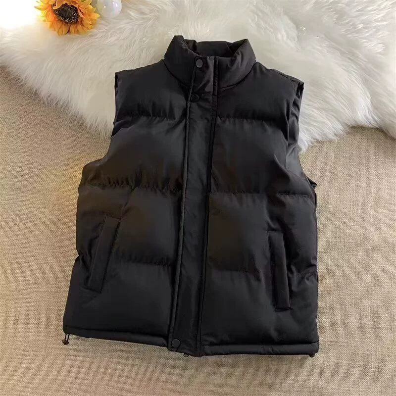 Colored demi-season vest sleevless, jacket with down